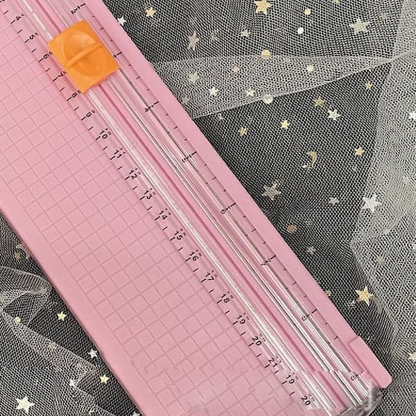 Pappersskärare Liten Mini Vikbar Tydlig Skala Gradfri Kolstål Skärning Scrapbook Papperstrimmer Rosa