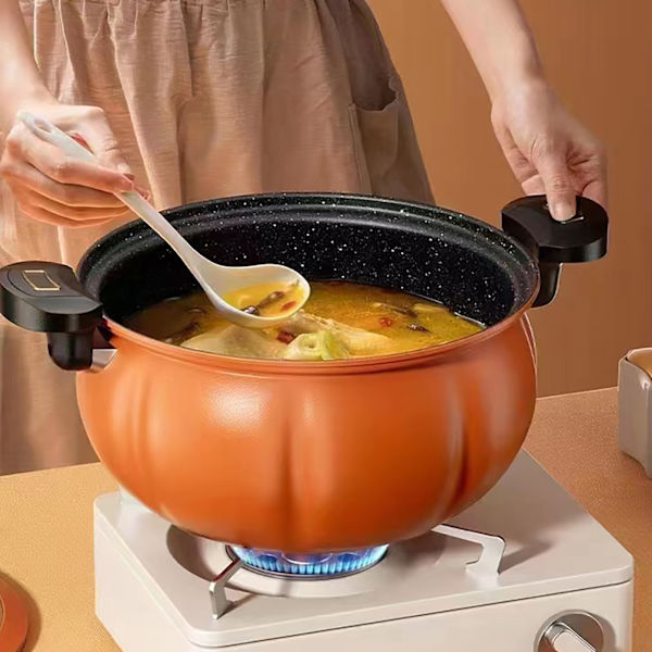 Medicinsk stensuppepotte med stor kapacitet, fremragende forsegling, gryde med anti-skoldning, silikoneovertræk, multifunktionel gryde, orange, 24 cm/9,4 tommer