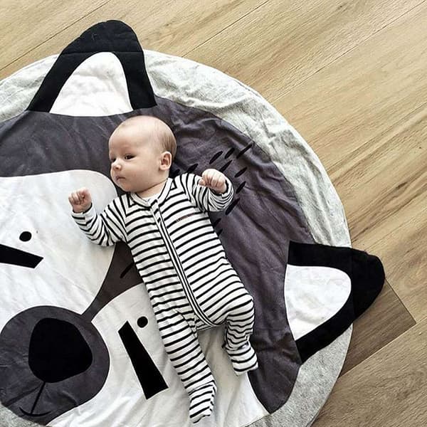 Legetæppe Søde tegneseriedyr Bomuld Kravletæppe til babybørn