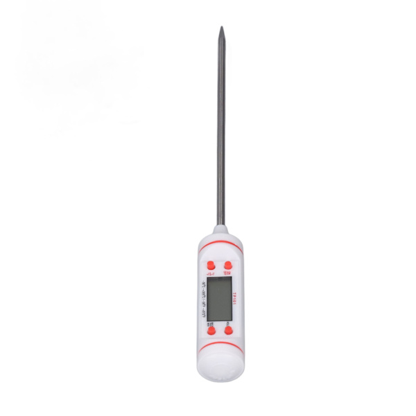 Digital kötttermometer med lång sond omedelbar avläsning mattermometer med stor display för kök matlagning grillning vit