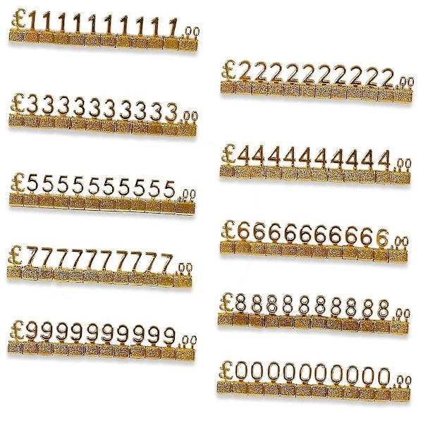 10 st Digital Prislapp 3D Metallhyllor Justerbar GBP Pris Fyrkantig Kit kompatibel med Butiksdisplay Smycken