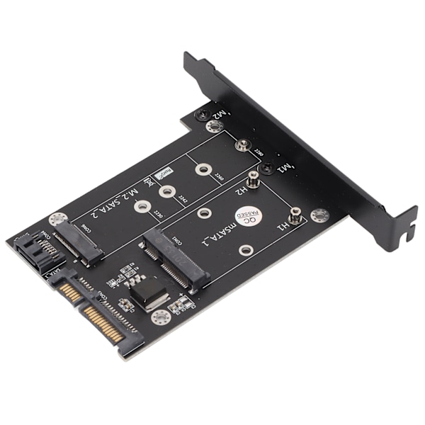 SATA-sovitin 2 in 1 MSATA/M2 NGFF SSD -sovitin kahteen SATA3-porttiin, jossa SATA-kaapeliruuvit 2230/2242/2260/2280