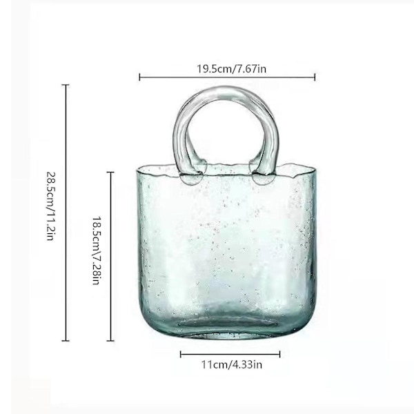 Klar Glas Håndtaske Formet Vase til Hjemmebryllup Dekoration i Lysegrøn