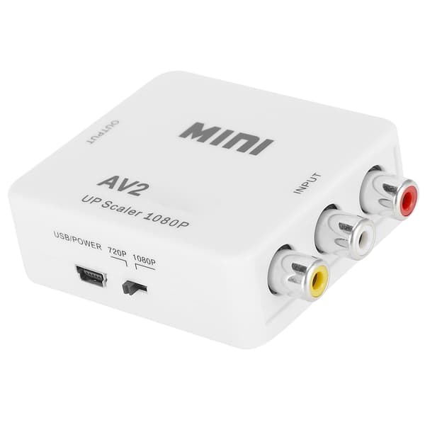 AV til HDMI High Definition Converter Transverter RCA til HDMI AV2HDMI Hvid