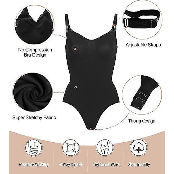 Ultra Comfort Sømløs Kroppformer med Justerbare Stropper - Kvinners Formerende Bodysuit for Magekontroll og Shapewear - Botao 3XL