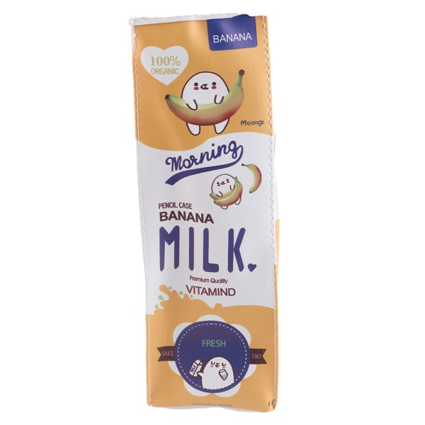 3 Colors Cartoon Milk Stationery Bag Vanntett PU Stor kapasitet Blyantveske Oppbevaringspose