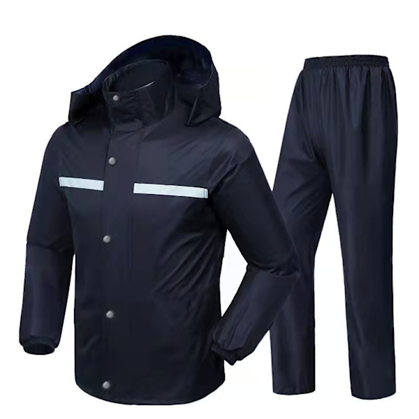 Set Oxford Cloth Thicken Slit Type Vedenpitävä sadepuku heijastinnauhalla miehille Naisten Paksutettu set XL