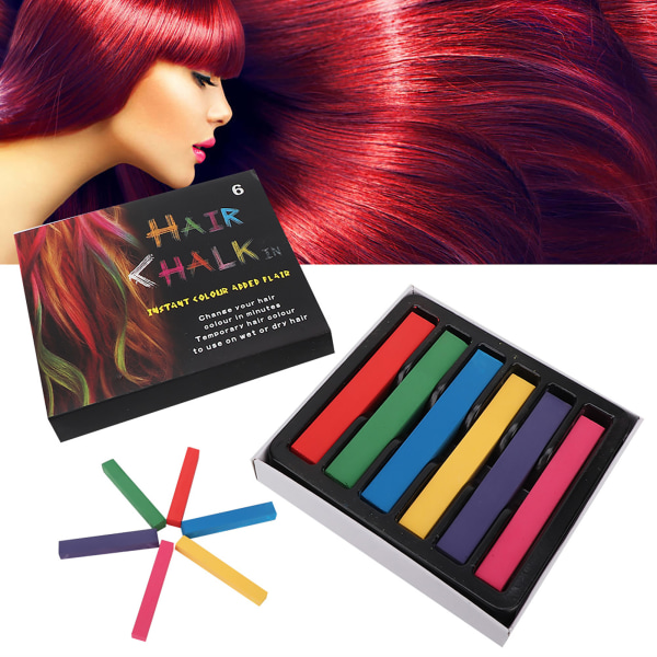 Engangs hårfarve kridt Midlertidig øjeblikkelig hårfarvning Pen Hårdressingsværktøj 6 farver