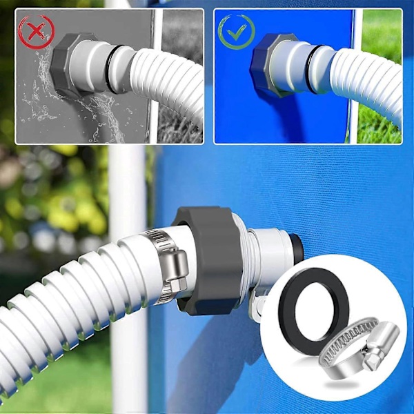 Poolpumpslangadapter, Poolslangadapter A, Ersättningsslangadapterserie, 2 Delar Ersättningsslangadapter, för 32 och 38 mm Poolslang