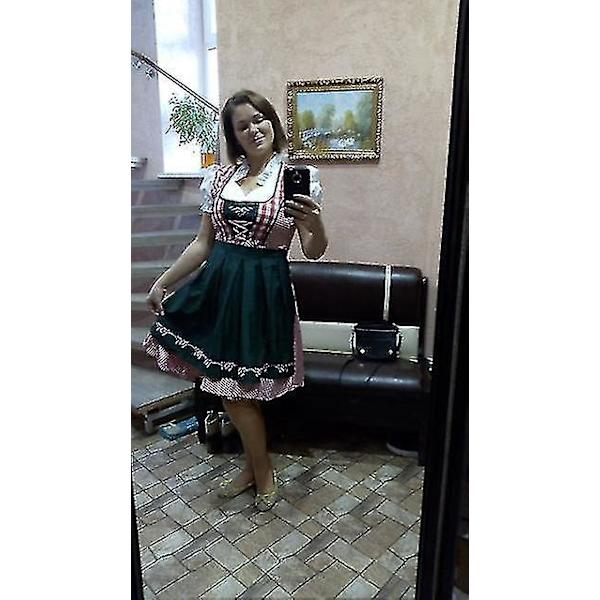 Perinteinen saksalainen ruudullinen Dirndl-mekko XXL - Vihreä