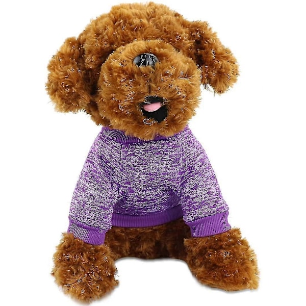Stickad Tröja för Hund, Tjock och Varm, Vinter Kläder för Hund och Katt Zekai Lila XS