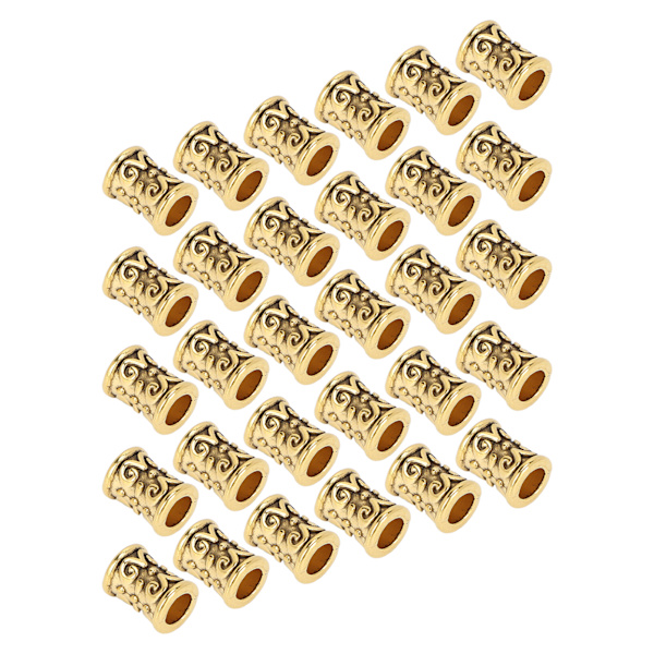 30 stk Hårrørperler Retro Legering Hårdreadlocks Perler Tilbehør til gør-det-selv-hårfletning Armbånd Vedhæng Halskæde Guld