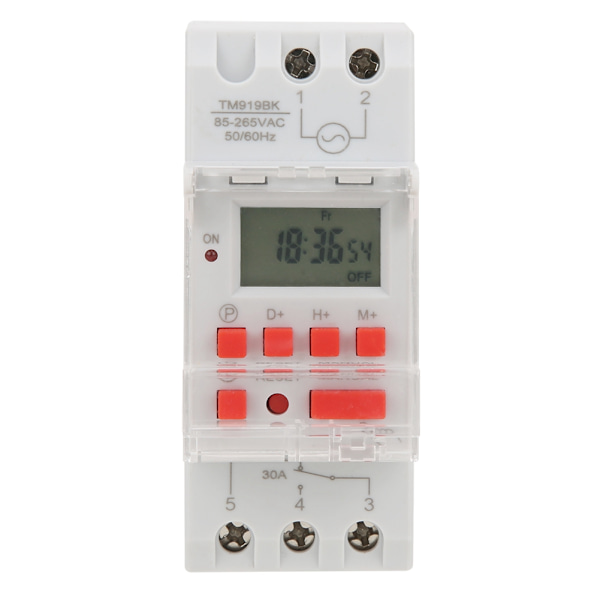 TM919BK 85~265V AC 30A LCD 7-dages programmerbar digital timerkontakt-1 stk.