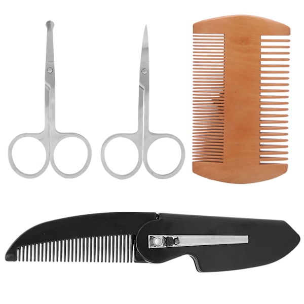 4-i-1 skäggformning styling kit skäggkam mustasch sax vikbar trimningskam