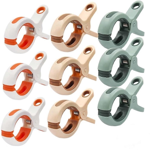 Sæt med 9 strandhåndklædeclips, strandstolsklemmer, solide clips (3 farver)