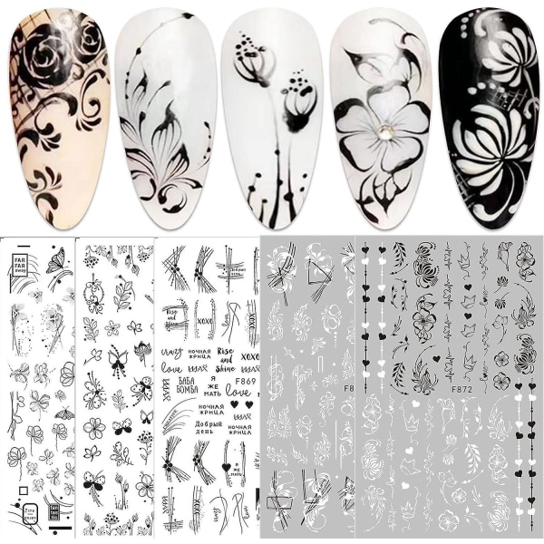 10 ark blommiga nagelklistermärken, självhäftande nageldekaler för manikyr, nail art