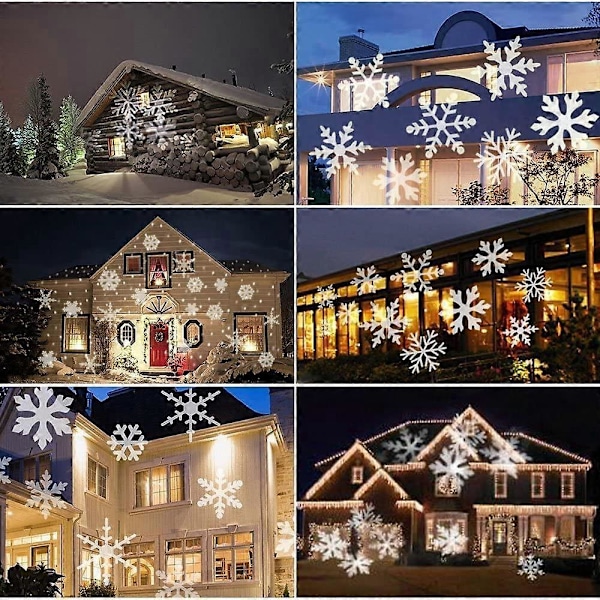 Juleprojektor LED Snøfnugg Lampe Vanntett Lys