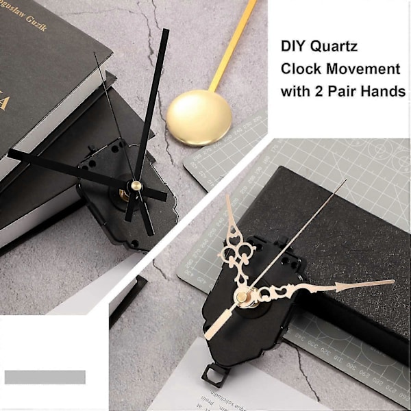 Quartz Pendelklocka Urverk DIY Kit med 2 Par Visare Pendel, DIY Mekanism Pendel Urverk Ersättning