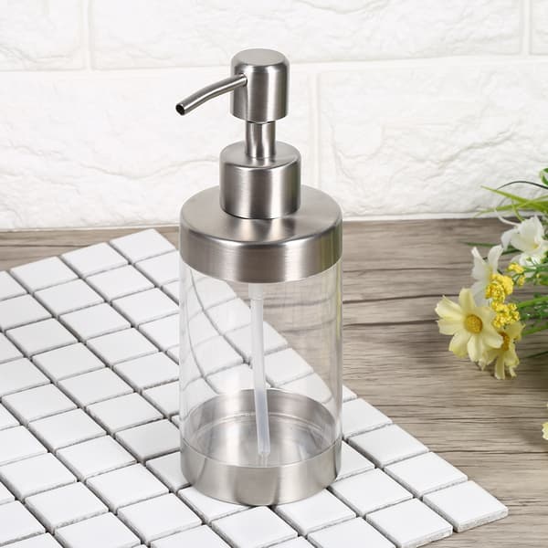 1 stk. 350 ml sæbedispenser bordplade pumpe lotionflaske 304 rustfrit stål og akryl