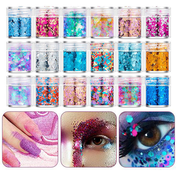 Glitterpulver Flashpulver Paljetter Nail Art Makeup Glitter Nagelpulver Dekoration