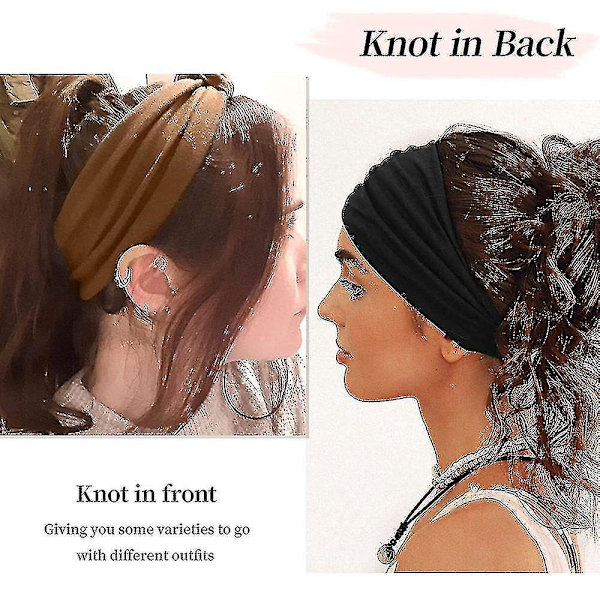 Bredt Hovedbånd Sæt - Sort Boho Stil til Kvinder