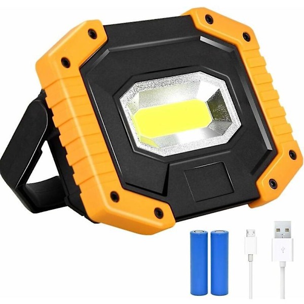 30W 2000lm Rechargeable LED Work Light with 2x 18650 Battery, 3 Modes, Portable USB LED Spot Light for Camping and Construction