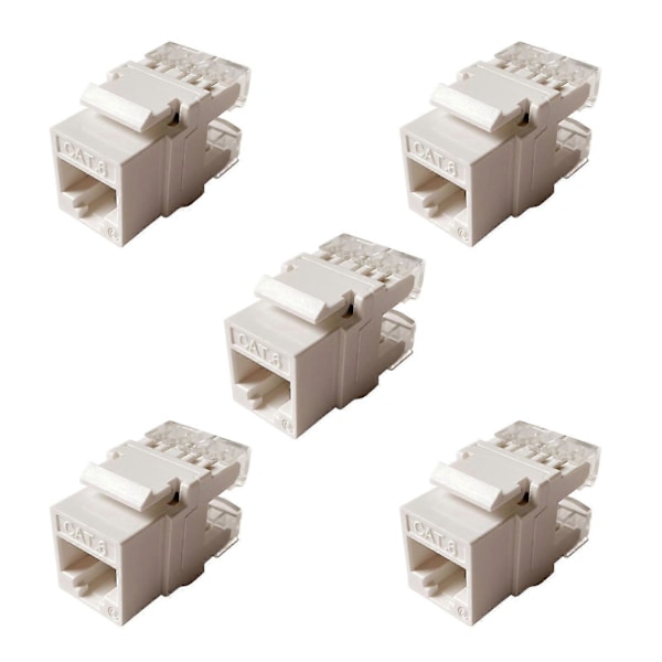 5 stk. Rj45 Cat6 Keystone Jack Innsetting, Punch Down Keystone Jack Adapter, Hvit