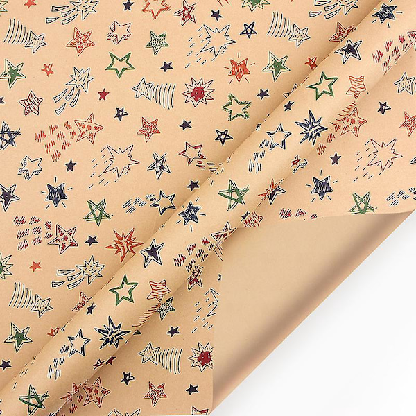 Kraft Presentpapper för Pojkar - 6 Ark, Brun, Perfekt för Födelsedagar och Festligheter