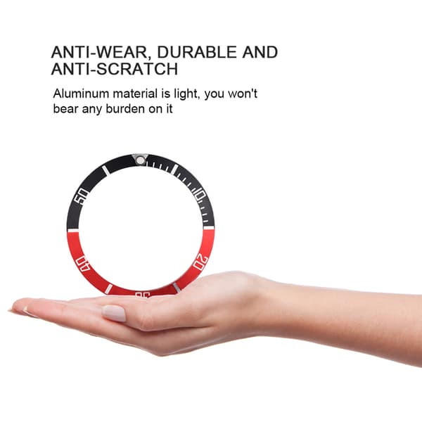 Klocka Armbandsur Aluminium Material Loop Bezel Insert Ring Ersättningsdel (Svart Röd)