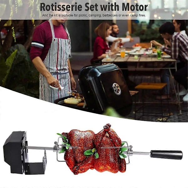 Rotisserie-sett i rustfritt stål, automatisk grillsett EU-plugg