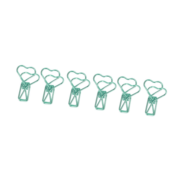 100 kpl Binder Clips Söpö Sarjakuva Sydän Muoto Metalli Ontto Pitkä Häntä Klipsit Paperi Puristimet Toimistotarvikkeet Vihreä