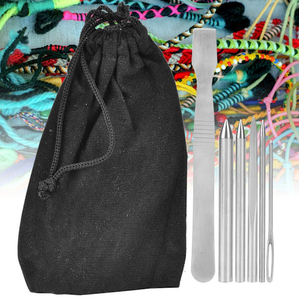 6st/ set Rostfritt stål Paracord Vävsömmar Snörningsnålar Set Armband Stickning DIY Tool