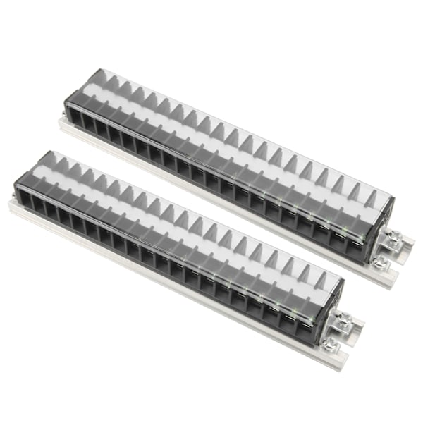 2stk Dual Row Terminal Strip 660V 15A 10 Posisjoner Terminal Barrier Strip med deksel T1520
