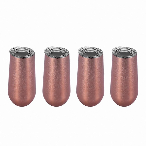 Rostfri Isolerad Vinmugg med Lock - 6 Oz, Roséguld (4-pack)
