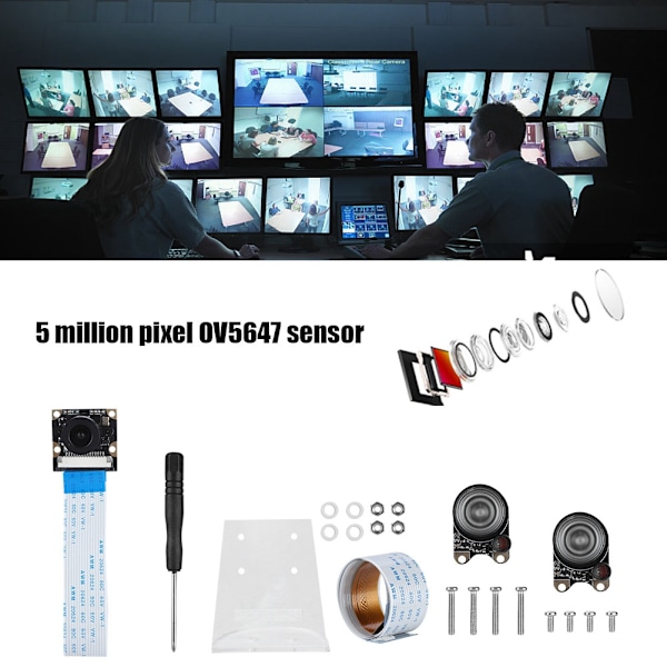 Nattvisionskameramodul Kamerobjektivsats för Raspberry Pi 3B+/3B/2B/B+/ZERO 1.3/ZERO W