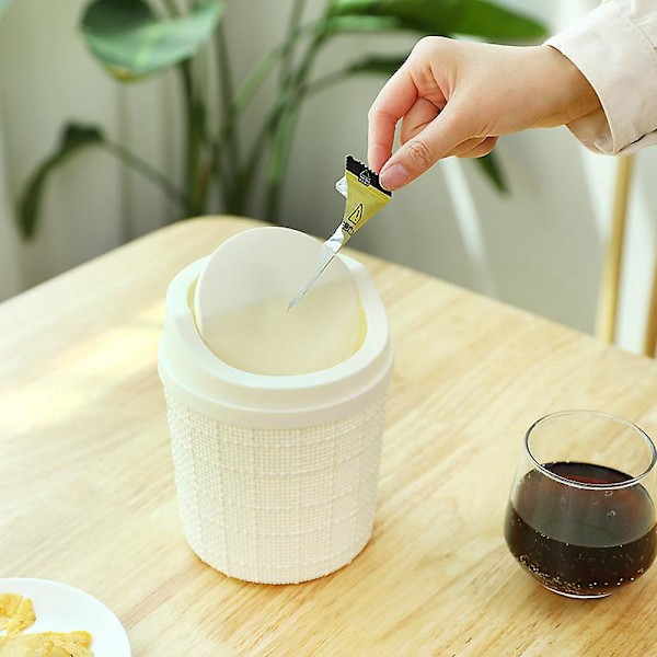 2 små papperskorgar för kontor Blå och vita mini papperskorgar 16 * 11,5 cm