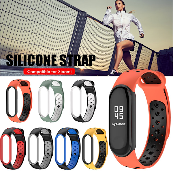 Silikon Watch Stropper Fitness Sports Erstatningsbånd Komfortable Holdbare Tofargede Watch Wrist Armbånd Kompatibel for Mi Band 5