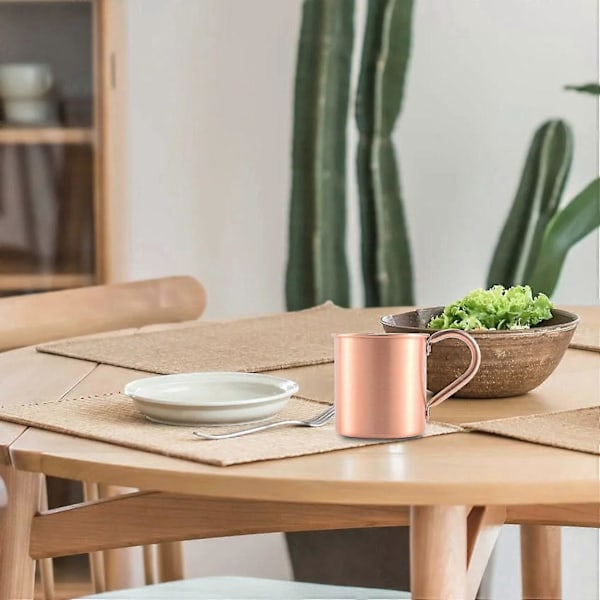 Ren Kopparmugg Solid Slät Utan Inre Foder Kompatibel med Cocktail Kaffe Öl Mjölk Vatten Kopp Hem Bar