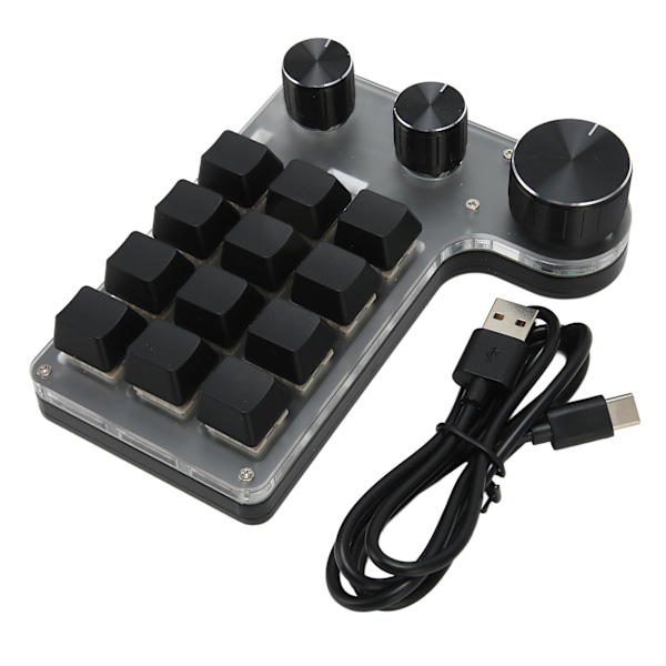 12-tangenters mekaniskt tangentbord Bluetooth USB-anslutning Mini bärbar programmerbar makro tangentbord med 3 knappar för kontor