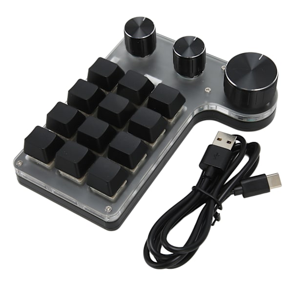 12 taster mekanisk tastatur Bluetooth USB-forbindelse Mini bærbart programmerbart makrotastatur med 3 knapper til kontoret