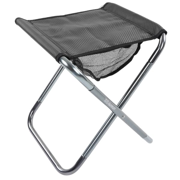 Udendørs bærbar foldestol aluminiumslegering tog maleri camping foldestol plus størrelse sølvgrå