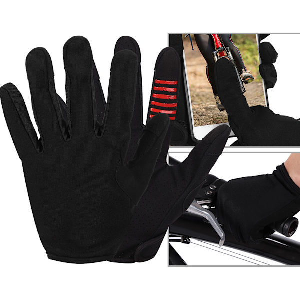Ridhandskar Unisex Motorcykel Helt Finger Skyddande Andningsbar Handkläder för Pekskärm Svart XL