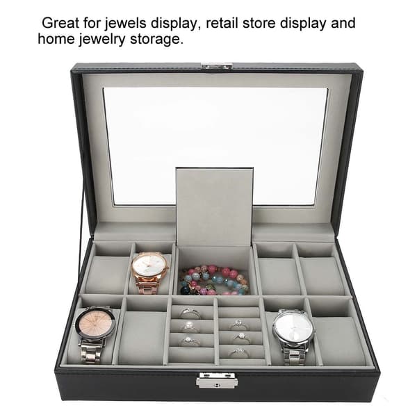 8 rum PU læder ur opbevaringsetui smykke displayboks holder organizer