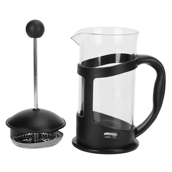 Kaffe- och tekanna i borosilikatglas med hög temperaturbeständighet, 350 ml, svart
