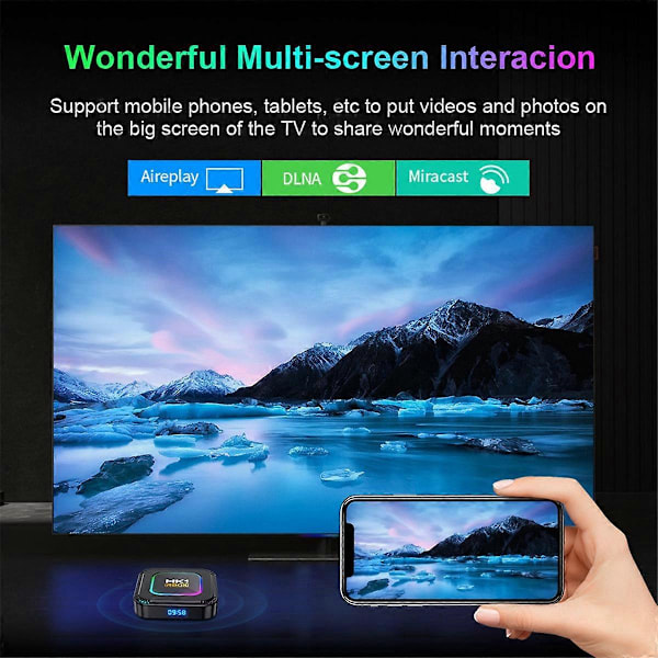 4+32G Smart TV Boks Android 13 RK3528 HDR10 8K RGB Lys BT AU Stik