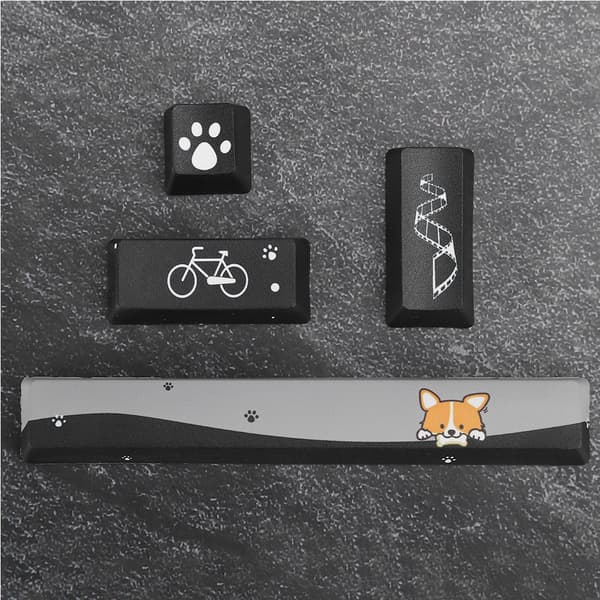 DIY Mini Sorte Hunde Mønster Keycaps SpaceEScEnterNumpad Enter Keycap til Mekanisk Tastatur (Mini Sorte Hunde Mønster, 4 stk.)
