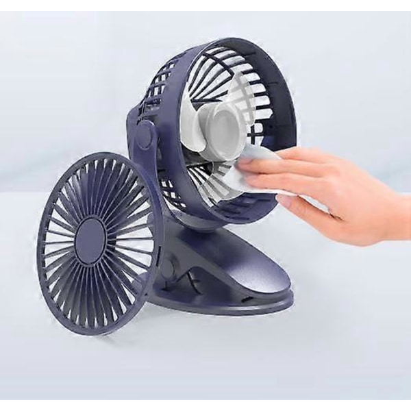 Dww-Bærbar Mini Bordventilator, USB Personlig Køleventilator med 3 Hastigheder og 360° Rotation, USB-kabel og Batteri til Ma