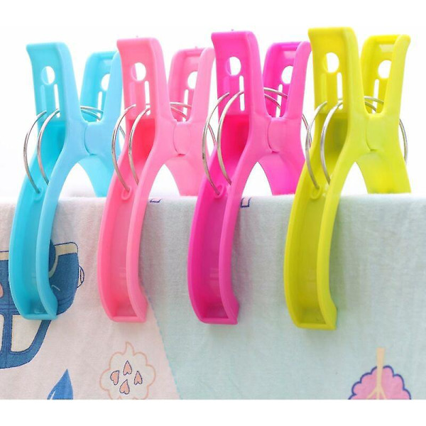 Store plastik strandstol clips - Sæt med levende farver, Deluxe Edition med metalfjedre