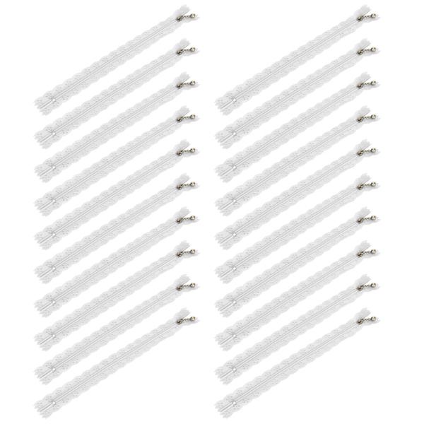 20 st 20 cm DIY nylon spets blixtlås spole blomma blixtlås för sömnad bröllopsklänning hantverk vit