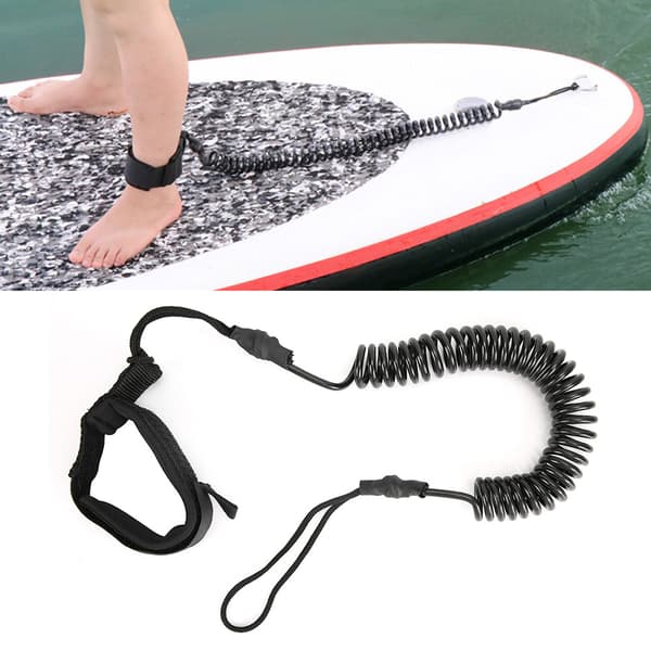 TPU Sort Elastisk Vandsport Fodreb Surfing Paddle Board Ankel Fjeder Trækrem